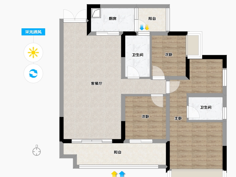 重庆-重庆市-印江府-90.48-户型库-采光通风