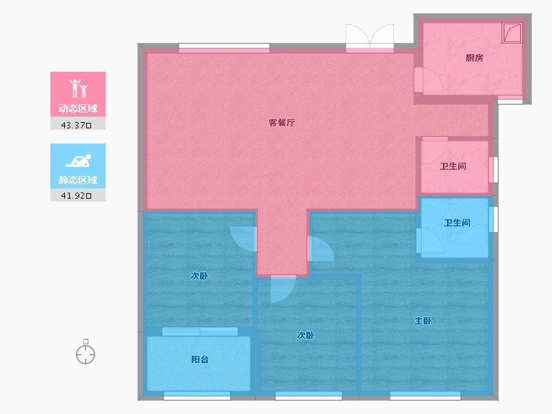 浙江省-丽水市-东景湾-76.80-户型库-动静分区