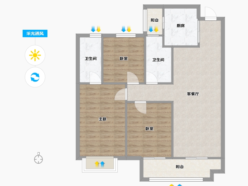 浙江省-金华市-国际数字贸易港-89.60-户型库-采光通风