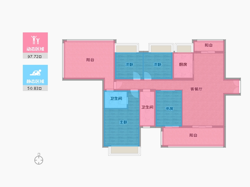 湖南省-益阳市-青春里-118.40-户型库-动静分区