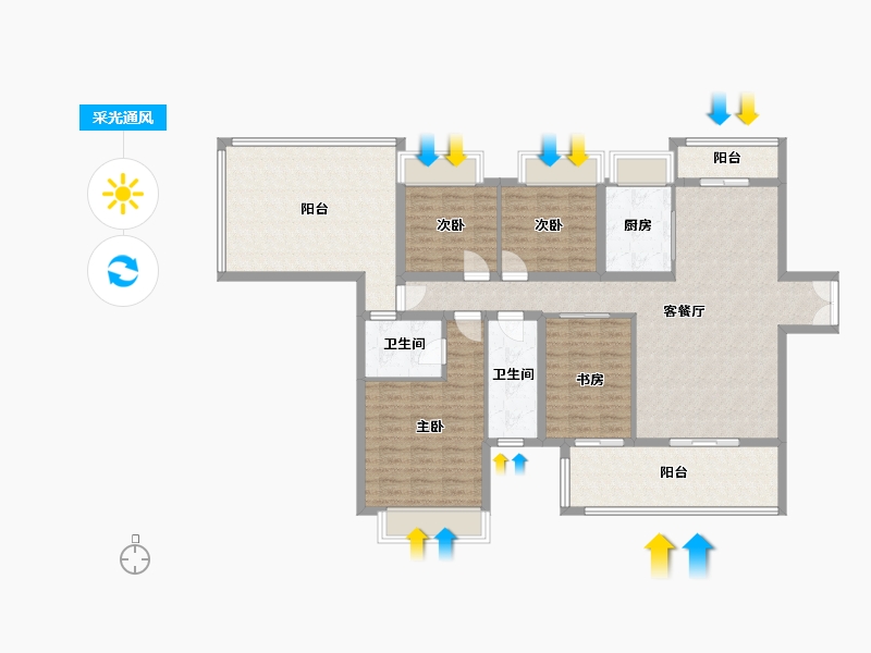 湖南省-益阳市-青春里-118.40-户型库-采光通风