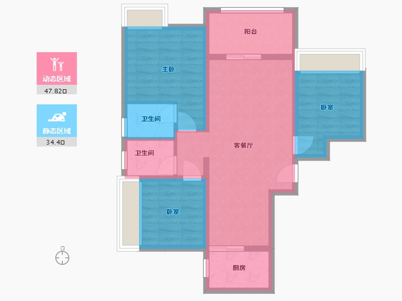 四川省-泸州市-南苑帝景-76.96-户型库-动静分区