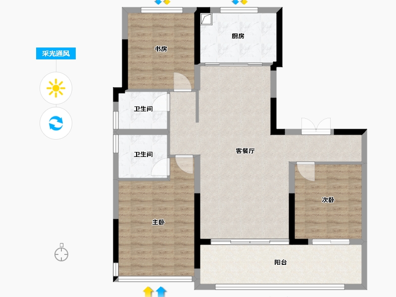 上海-上海市-中央公园-93.00-户型库-采光通风