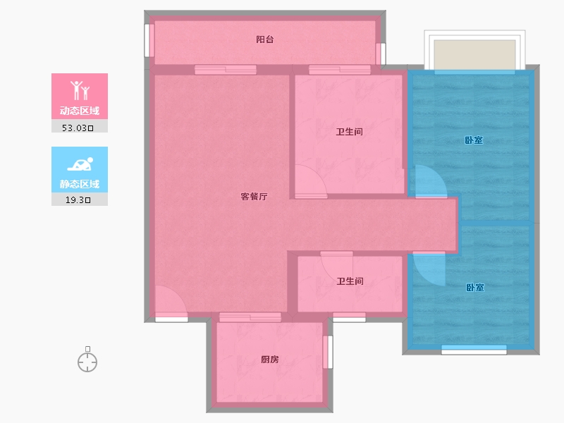 湖北省-武汉市-东原印未来-70.00-户型库-动静分区