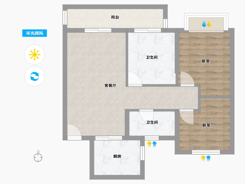 湖北省-武汉市-东原印未来-70.00-户型库-采光通风