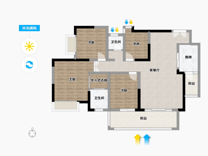 贵州省-毕节市-拓海山语城-108.00-户型库-采光通风