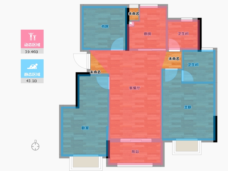 浙江省-嘉兴市-朗诗绿洲璟院-77.44-户型库-动静分区