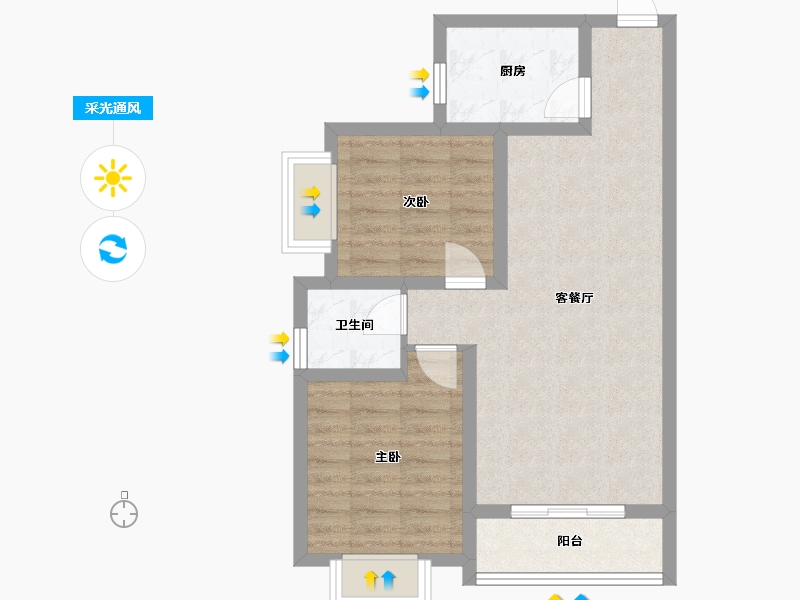 陕西省-西安市-姜西花都姜兴区-60.00-户型库-采光通风