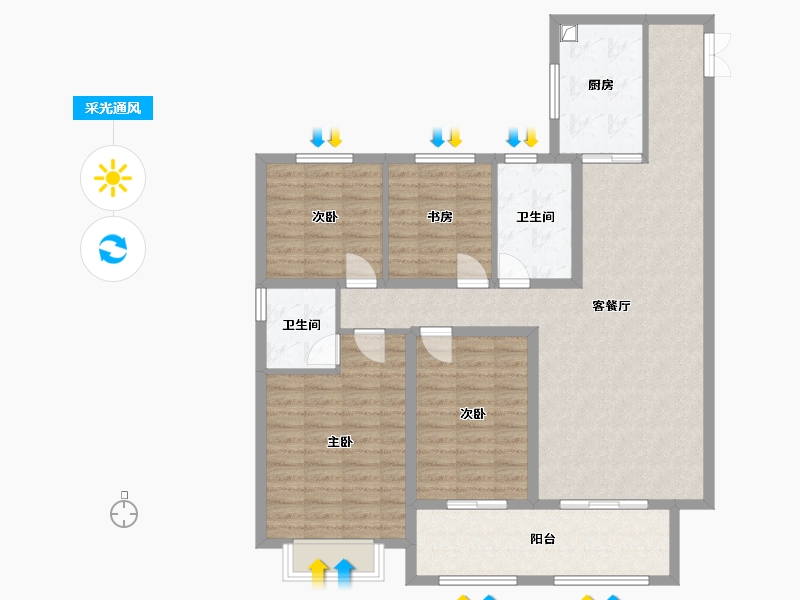 山东省-临沂市-未来城中央公园-118.00-户型库-采光通风