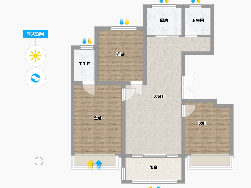 河南省-濮阳市-学府一号-91.72-户型库-采光通风