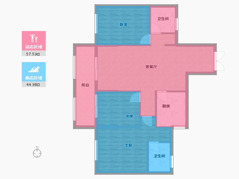 山东省-济宁市-梁山伦达广场住宅区-93.00-户型库-动静分区