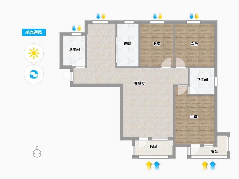 河北省-承德市-御景新城二期-99.50-户型库-采光通风