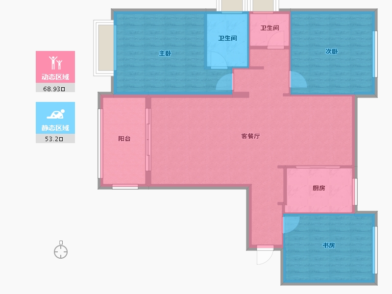 湖北省-荆门市-钟祥承天壹号院-110.40-户型库-动静分区