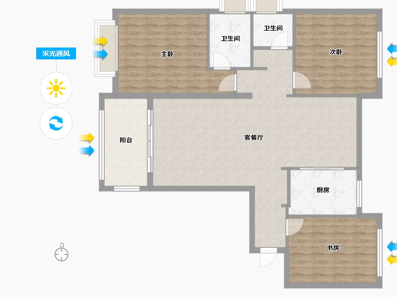 湖北省-荆门市-钟祥承天壹号院-110.40-户型库-采光通风