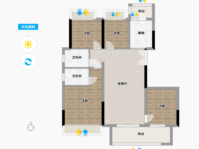 贵州省-贵阳市-观山阅-104.09-户型库-采光通风