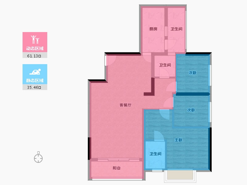 贵州省-贵阳市-二铺村综合楼-89.60-户型库-动静分区