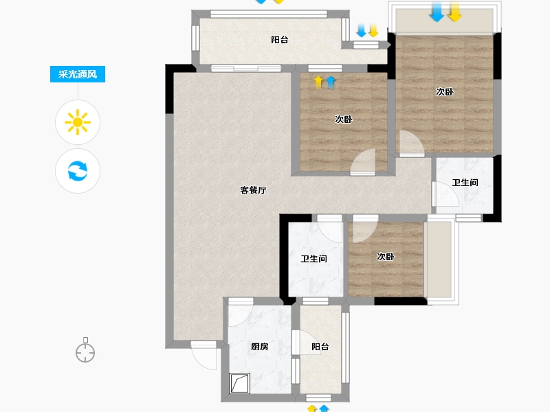 四川省-遂宁市-绿地小区-80.00-户型库-采光通风