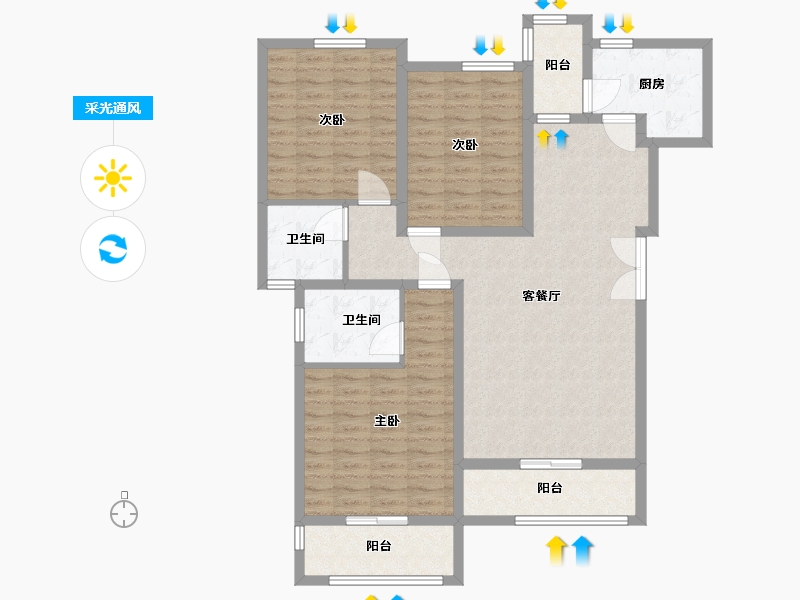 四川省-广安市-凸凹紫云府-111.00-户型库-采光通风