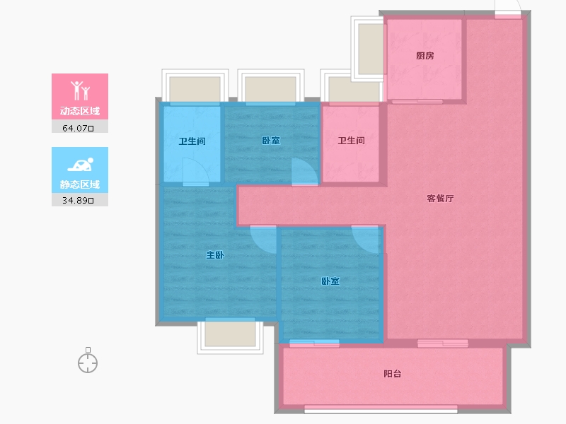 福建省-福州市-福清世茂璀璨美景-89.42-户型库-动静分区