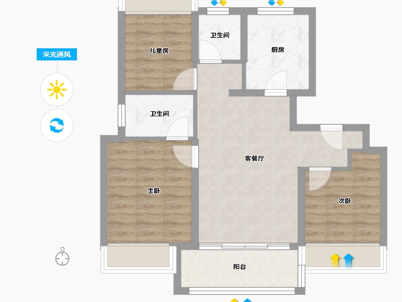 上海-上海市-阳光城未来悦-72.00-户型库-采光通风