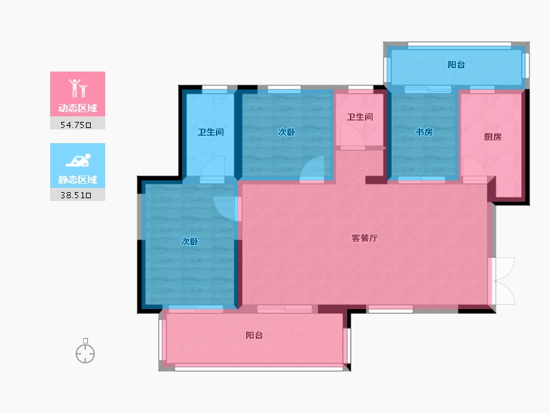 陕西省-西安市-中铁琉森水岸-89.00-户型库-动静分区