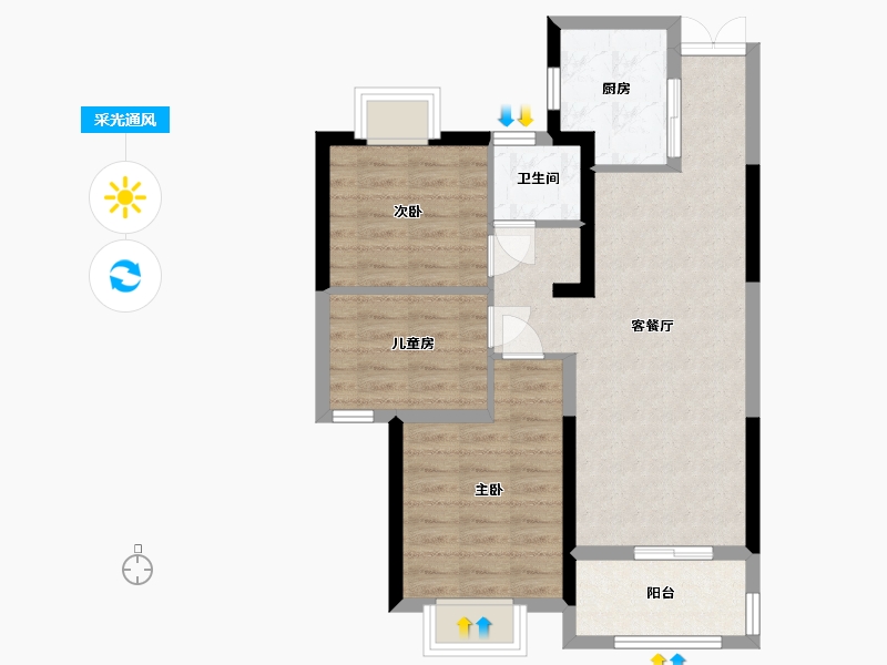 河南省-郑州市-泰宏建业国际城-81.54-户型库-采光通风