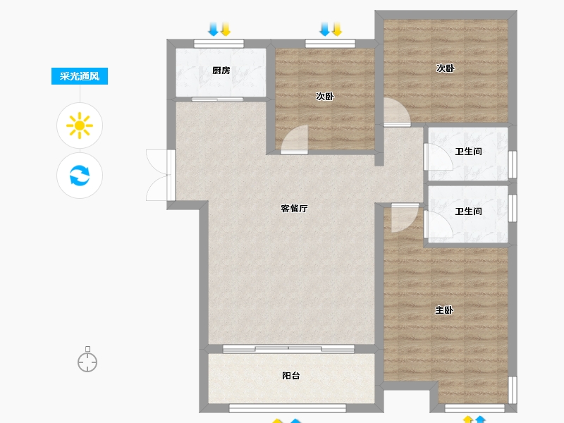 河北省-衡水市-凤凰城-92.80-户型库-采光通风