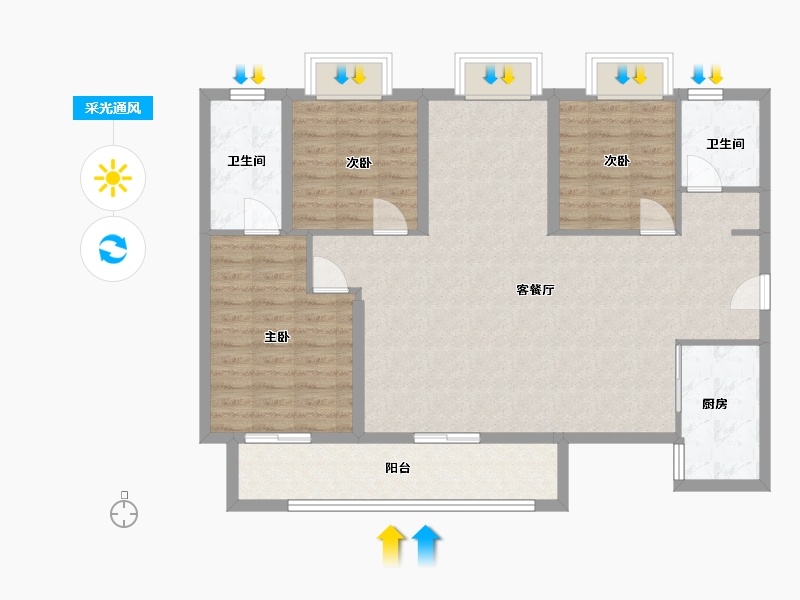 四川省-成都市-九镜堂-105.00-户型库-采光通风