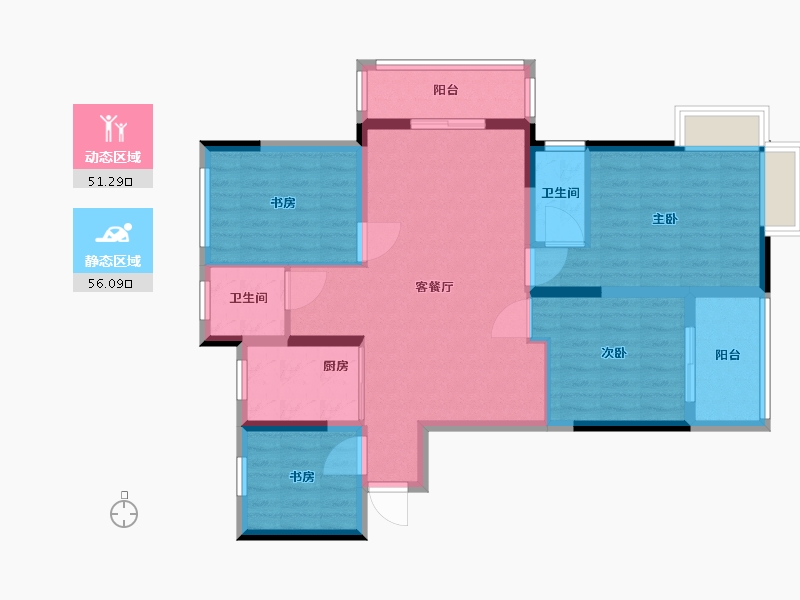 安徽省-合肥市-淝河安百苑C区-96.00-户型库-动静分区