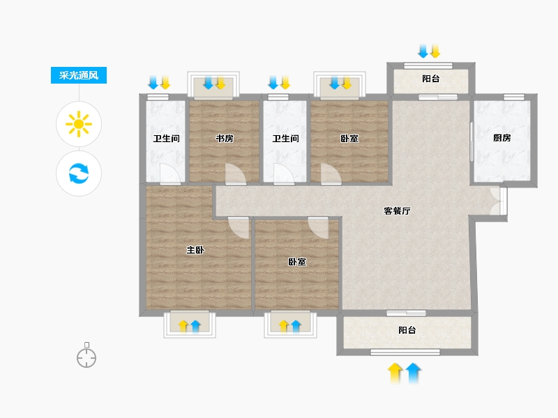 广东省-中山市-健康花城-二期-120.00-户型库-采光通风