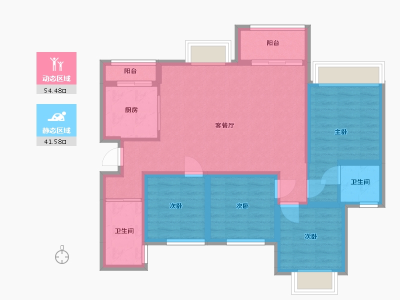 重庆-重庆市-富力湾-88.53-户型库-动静分区