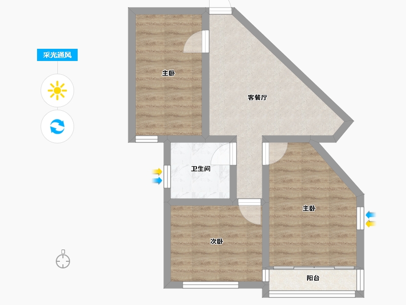 上海-上海市-同济大学北校区-同济西苑-57.20-户型库-采光通风