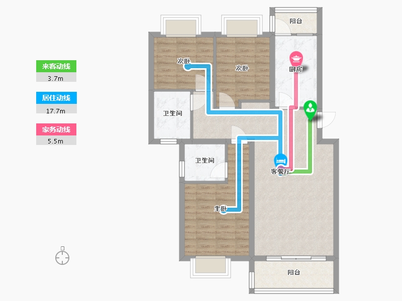 湖北省-天门市-卓尔生活城-90.00-户型库-动静线