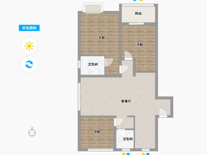 江苏省-宿迁市-如意庄园-90.00-户型库-采光通风