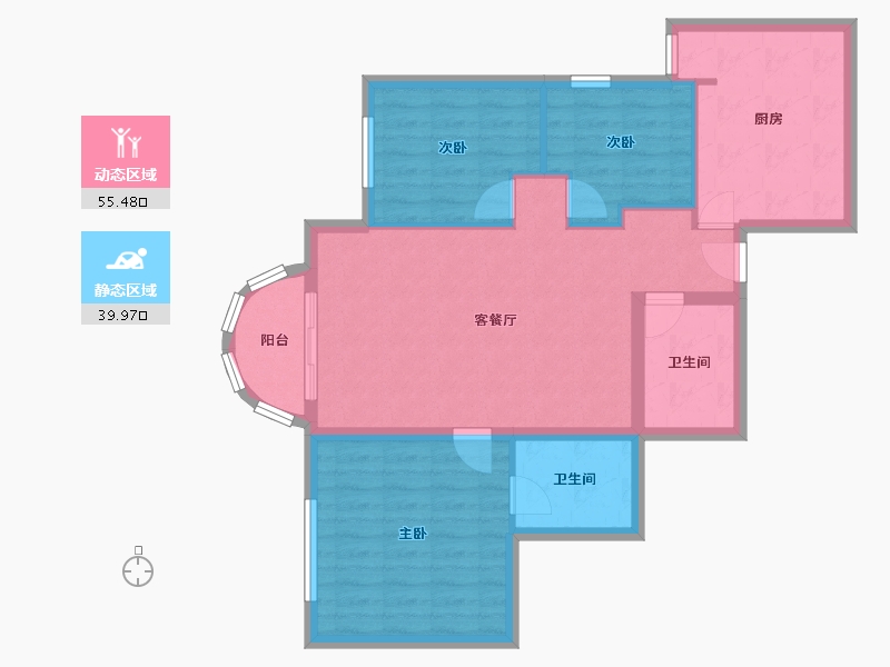 北京-北京市-圣馨大地家园-96.11-户型库-动静分区