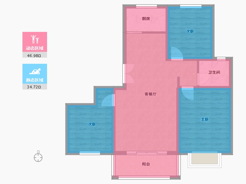 山西省-临汾市-金琨名园-85.68-户型库-动静分区