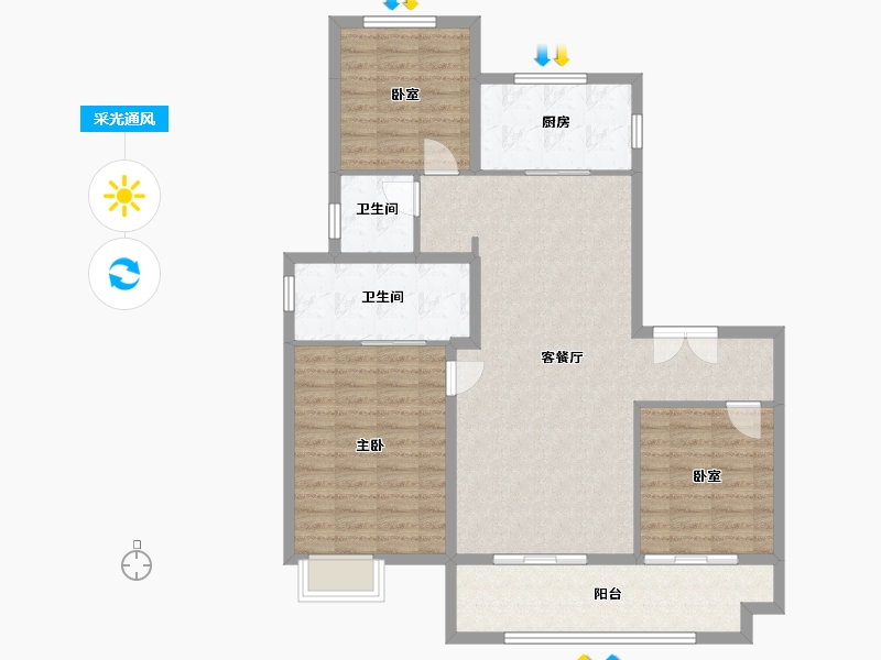 山西省-运城市-西厢府-111.20-户型库-采光通风