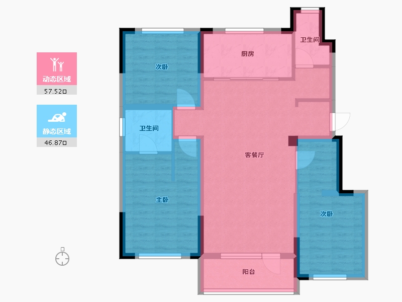 辽宁省-沈阳市-中金时代启城-96.00-户型库-动静分区