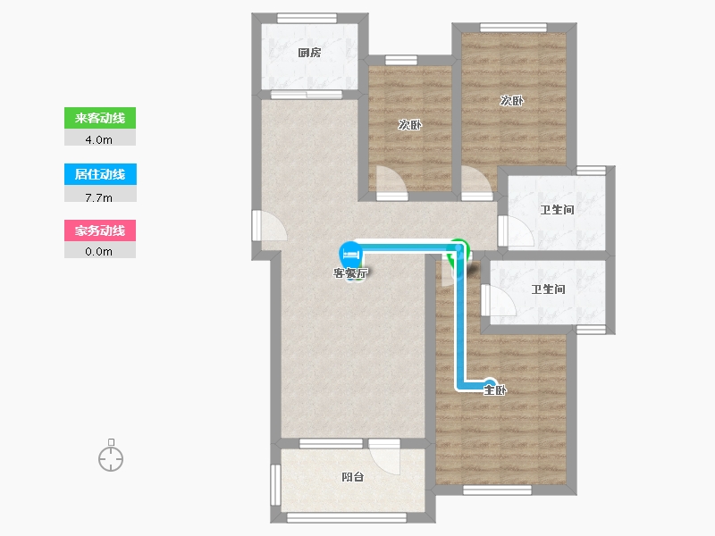 浙江省-杭州市-北秀向阳苑-南区-98.88-户型库-动静线