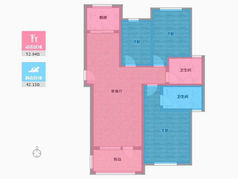 浙江省-杭州市-北秀向阳苑-南区-98.88-户型库-动静分区