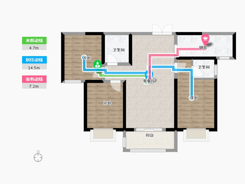 陕西省-咸阳市-锦华铭居-89.21-户型库-动静线