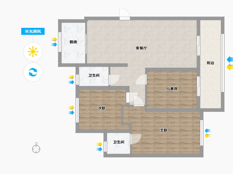 江苏省-徐州市-丰县壹号-104.00-户型库-采光通风