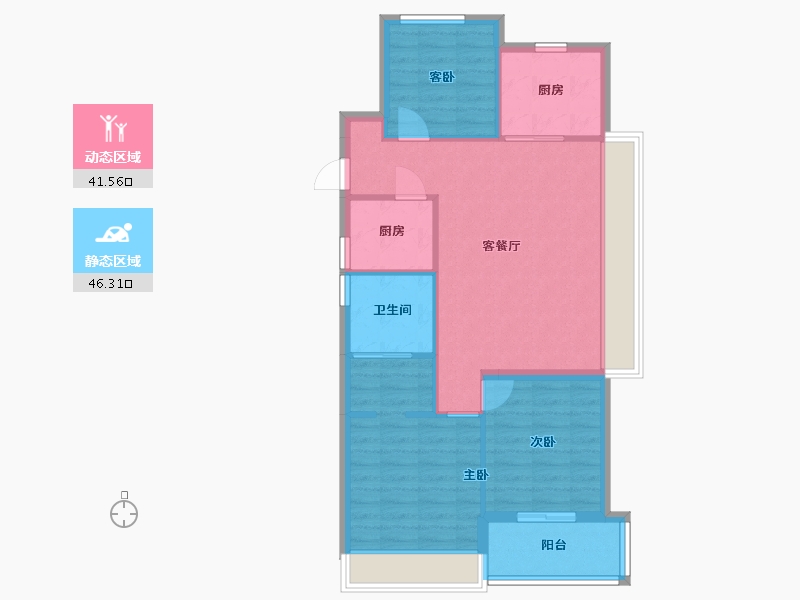 浙江省-杭州市-沁语晓庭-85.12-户型库-动静分区