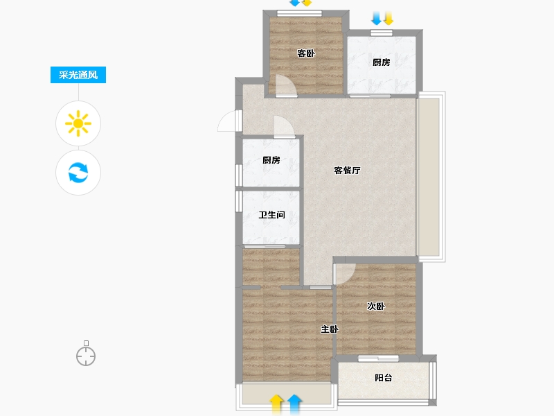 浙江省-杭州市-沁语晓庭-85.12-户型库-采光通风