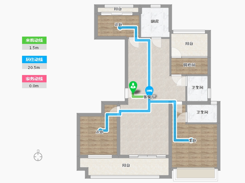 浙江省-温州市-龙都悦澜湾-103.00-户型库-动静线