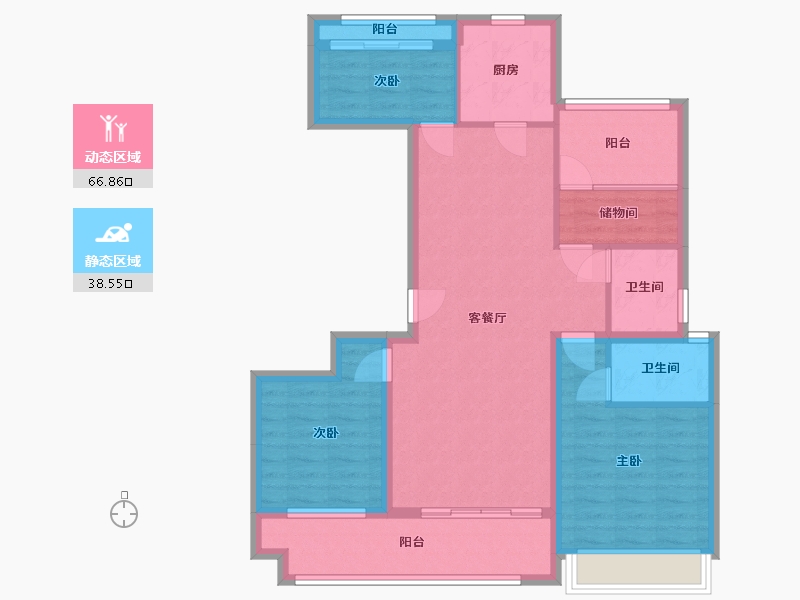 浙江省-温州市-龙都悦澜湾-103.00-户型库-动静分区