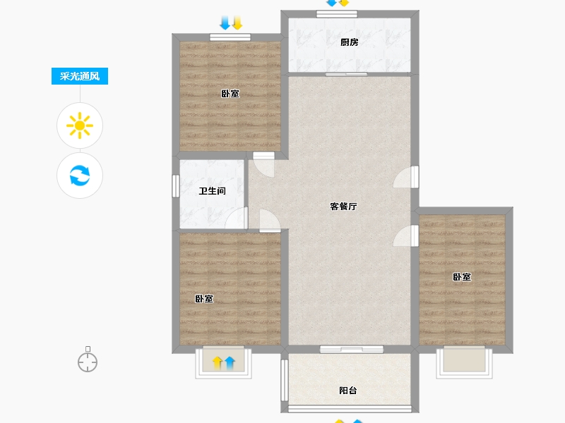 山东省-济宁市-运河佳园凤凰城-B区-95.20-户型库-采光通风