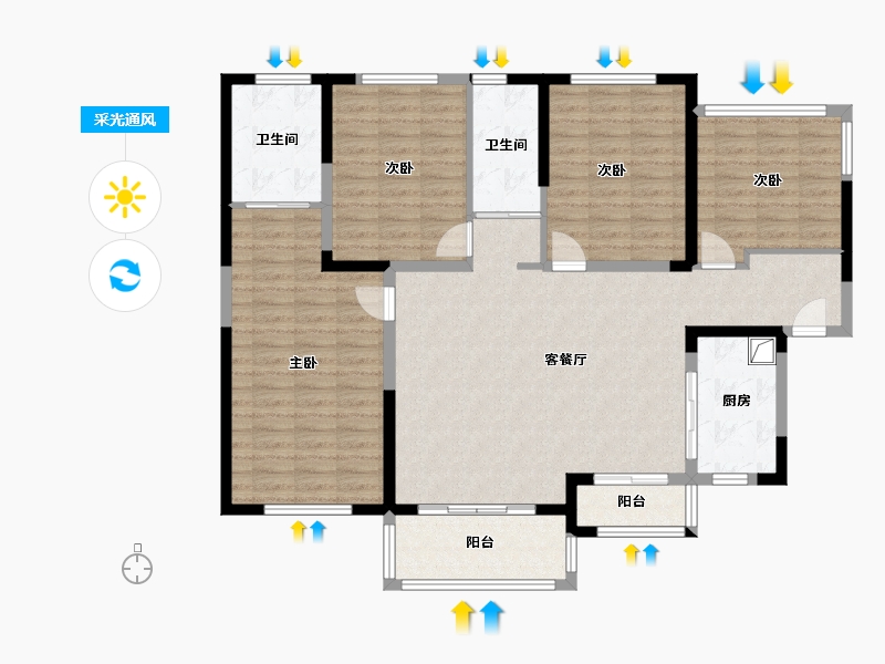 四川省-成都市-碧桂园海昌天澜-141.00-户型库-采光通风