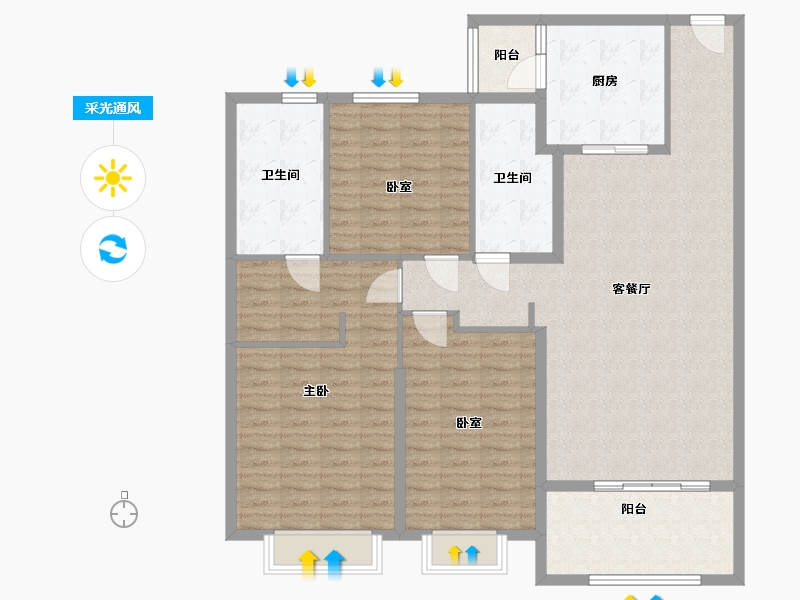 江苏省-扬州市-恒大华府-133.71-户型库-采光通风