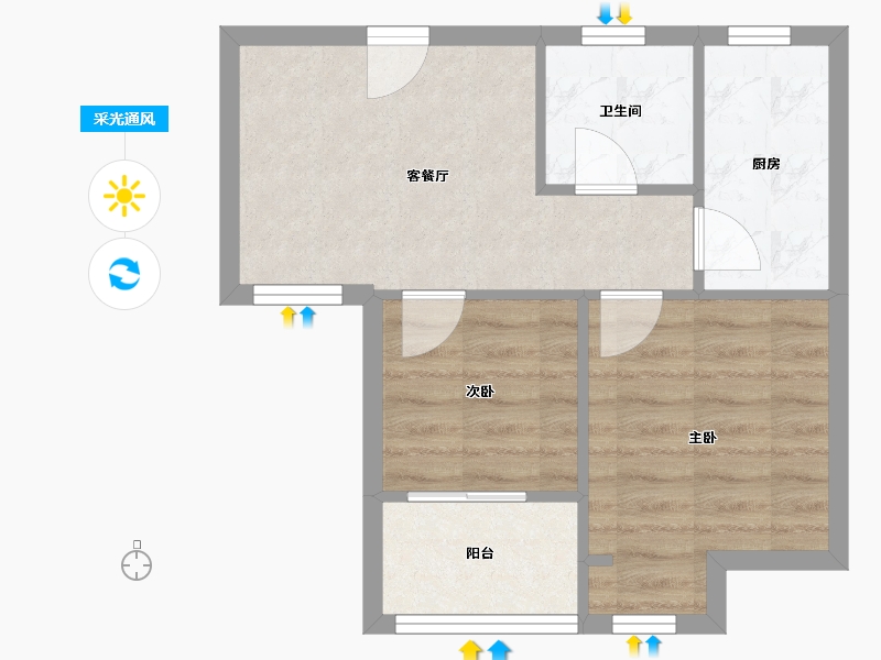 江苏省-苏州市-华元嘉元-49.47-户型库-采光通风